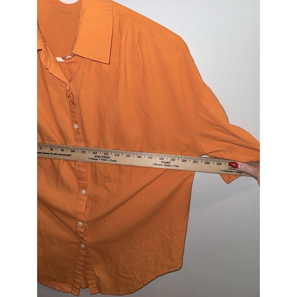 Orange‎ Button Down Shirt & Pull On Shorts Set Outfit Women's Small 100% Cotton - Picture 4 of 8
